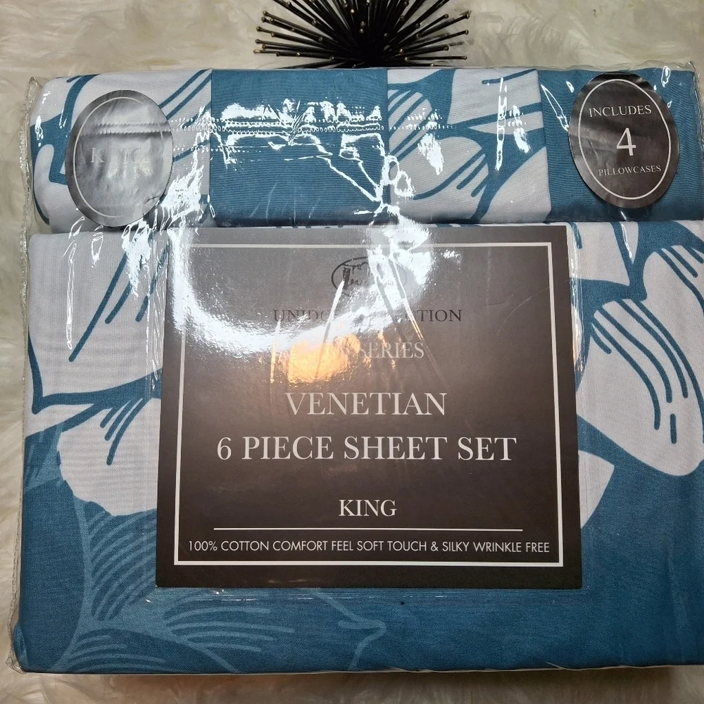 Elegant Blue Floral Bedding Set